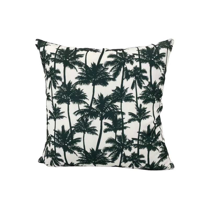 Palm Trees Black Outdoor Throw Pillow 17x17"