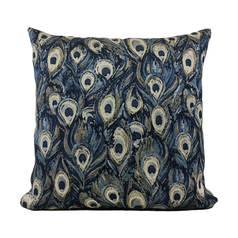 Peacock Royal Blue Throw Pillow 20x20”