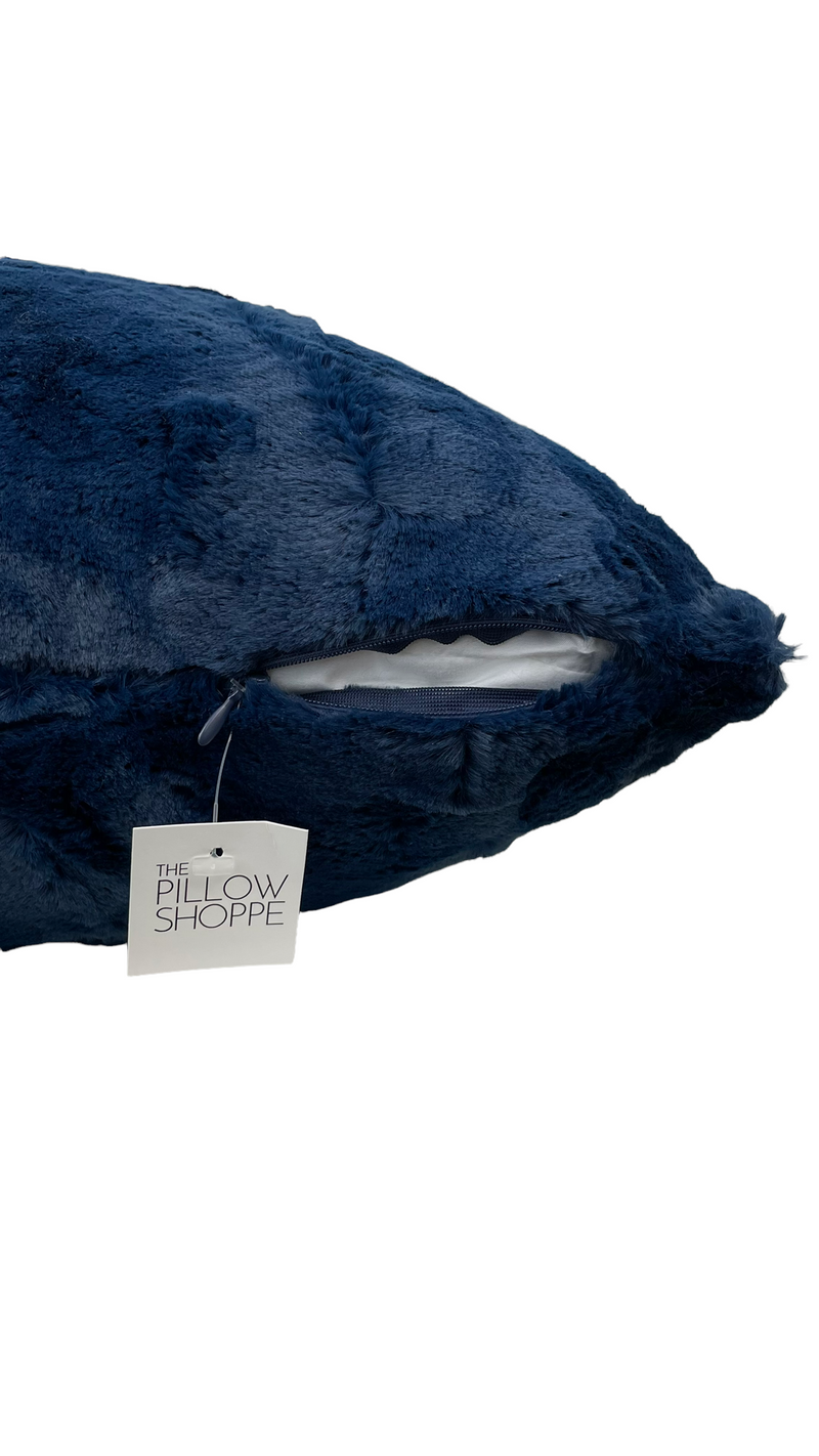 Rabbit Navy Hide Faux Fur Euro Pillow 25x25"