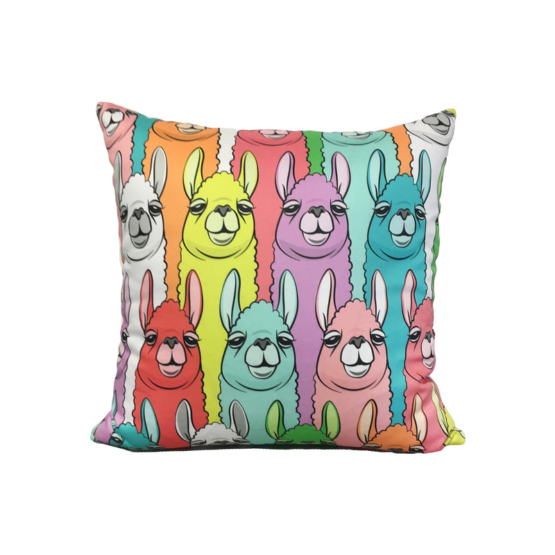 Rainbow Llama Throw Pillow 17x17"