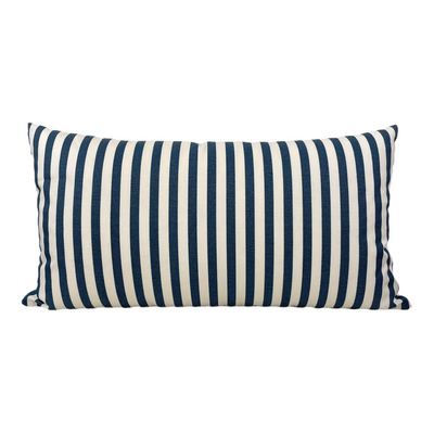 Stripe Navy Twill Lumbar Pillow 12x22"