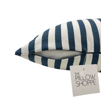 Stripe Navy Twill Throw Pillow 17x17"