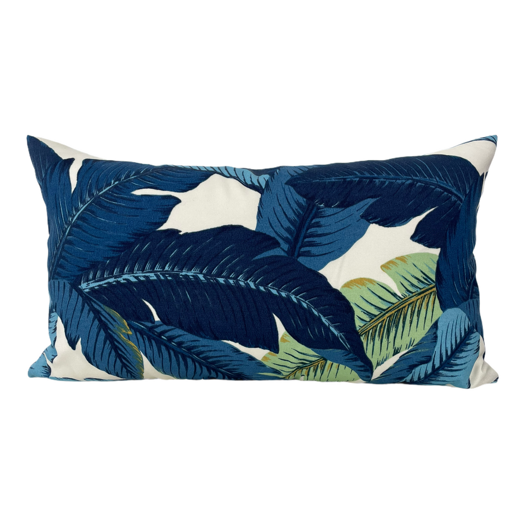 Tommy Bahama Leaves Blue Lumbar Pillow 12x22 The Pillow Shoppe