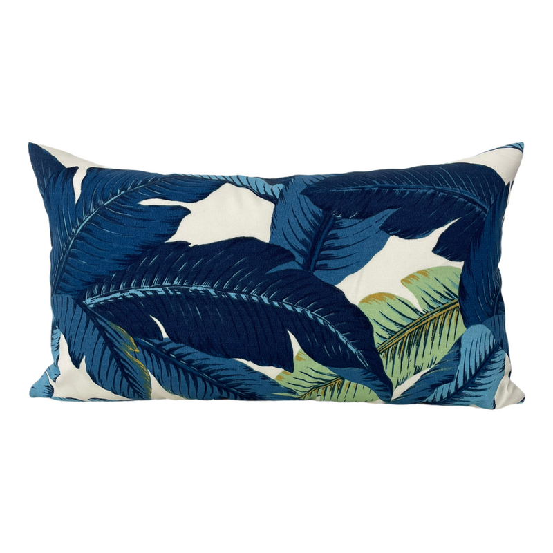 Tommy Bahama Leaves Blue Lumbar Pillow 12x22"