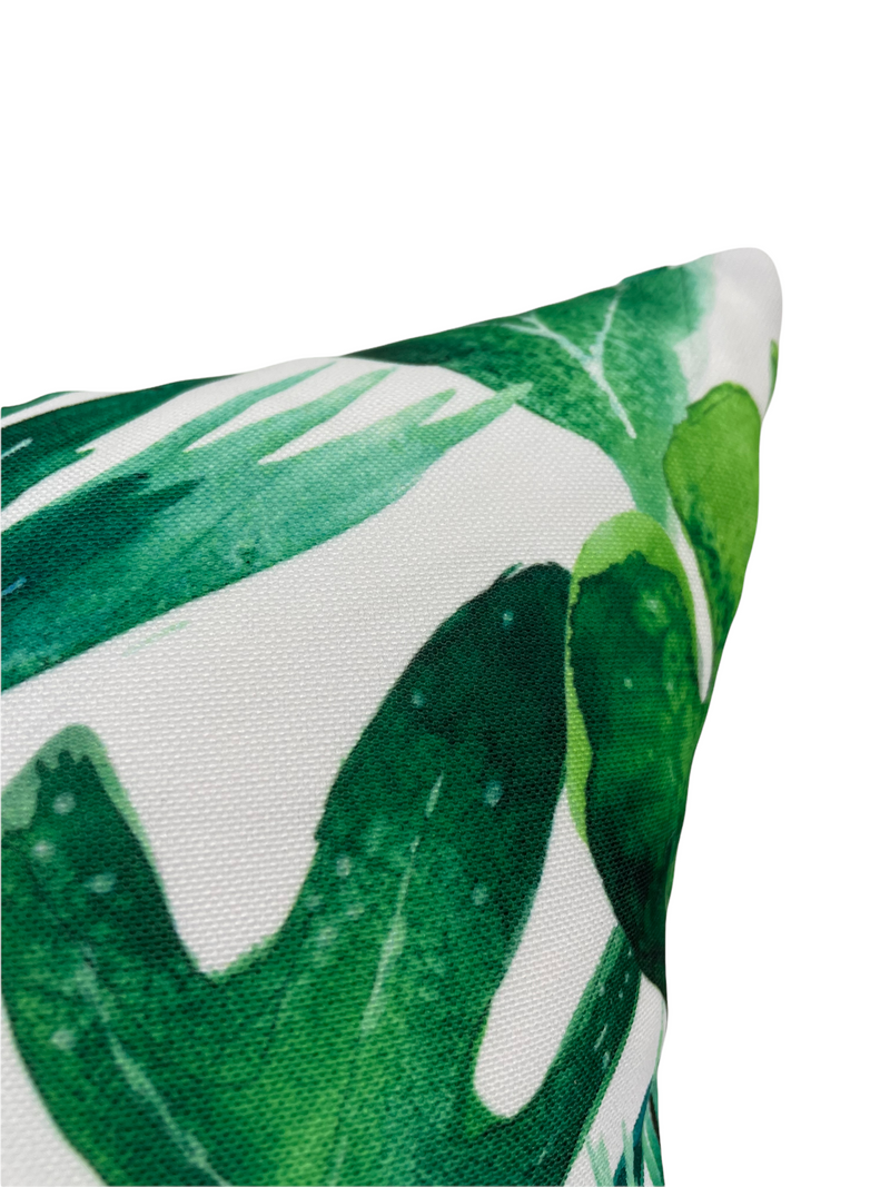 Tropical Leaves Outdoor Throw Pillow 17x17"