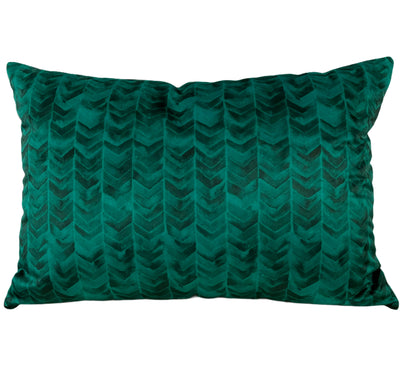 Watercolour Chevron Green Velvet Throw Pillow 18x25"