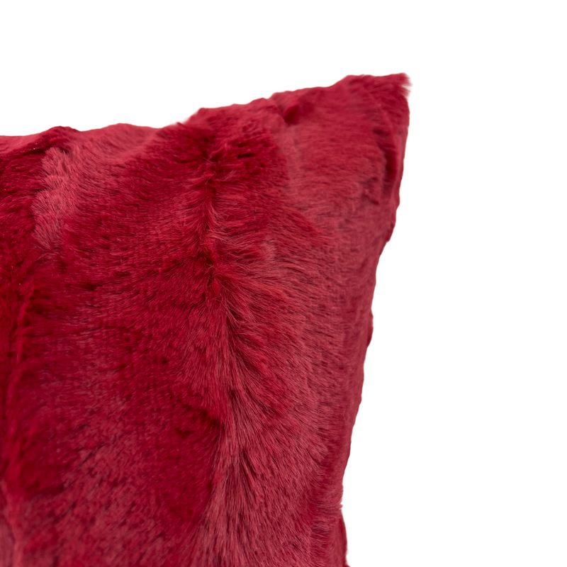 Willow Cranberry Faux Fur Throw Pillow 17x17"