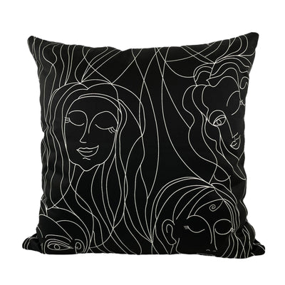 Winking Picasso Ladies Black Royal Back Throw Pillow 22x22"