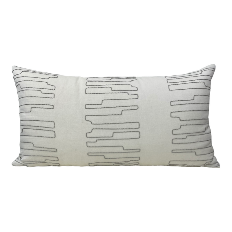Yori Silver String Lumbar Pillow 12x22"